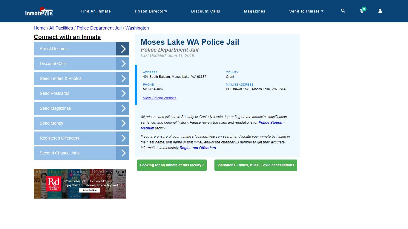 Moses Lake WA Police Jail & Inmate Search - Moses Lake, WA