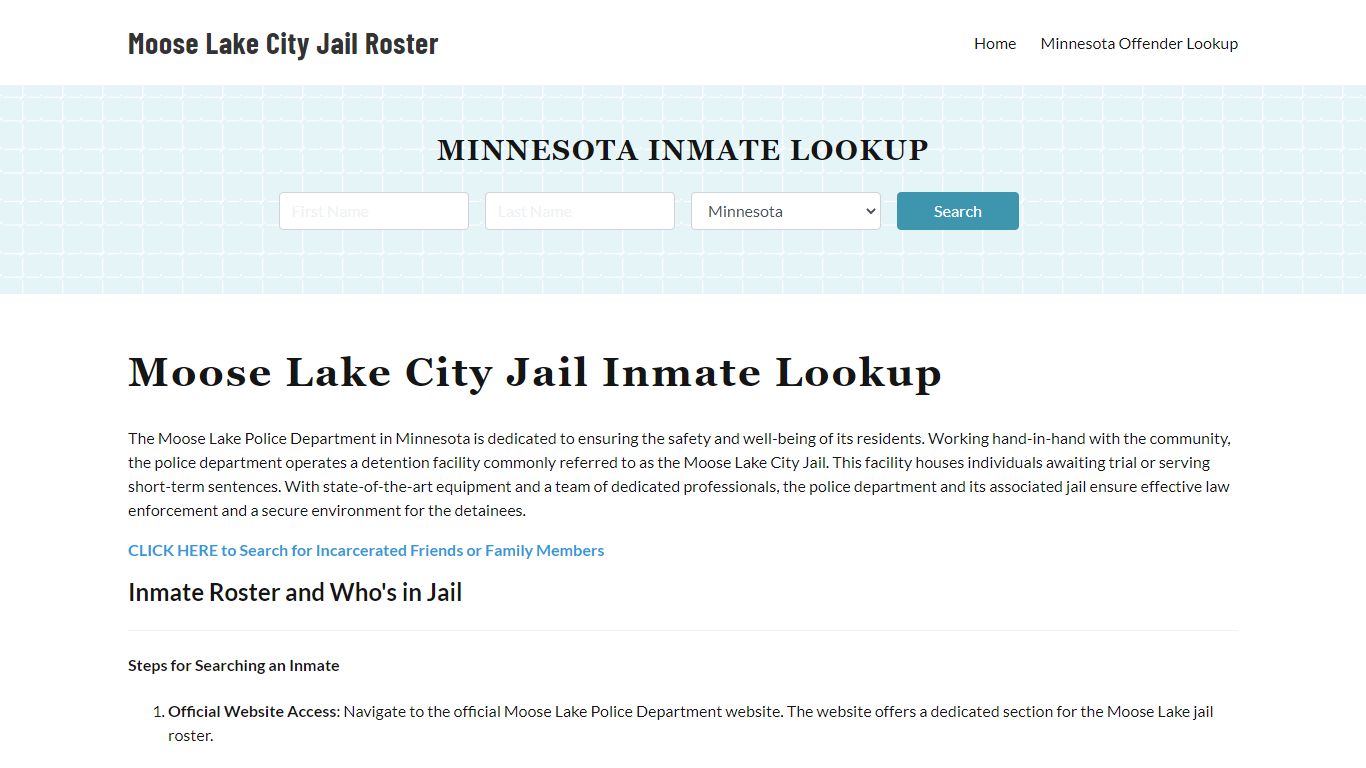Moose Lake Police Department & City Jail, MN Inmate Roster, Arrests ...
