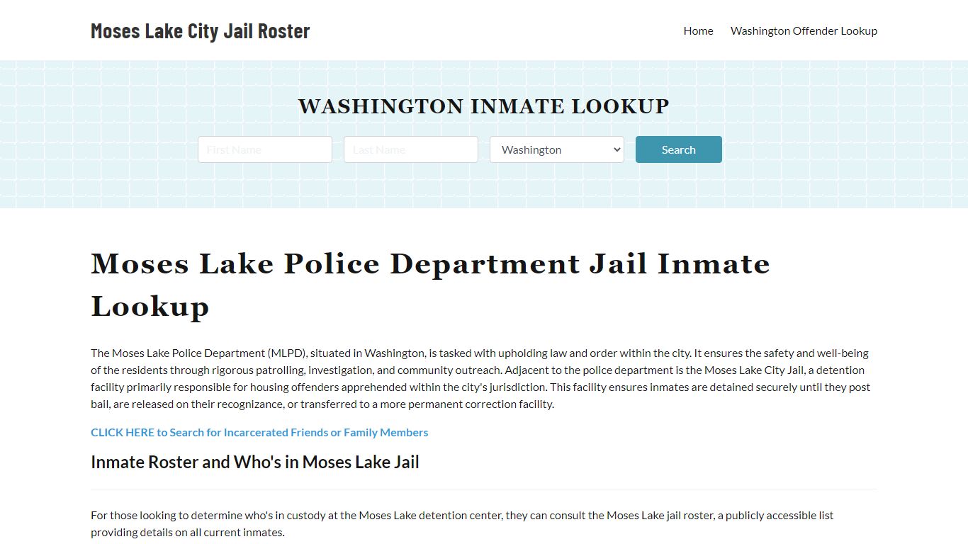 Moses Lake Police Department & City Jail, WA Inmate Roster, Arrests ...